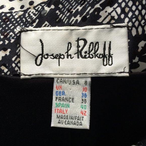Joseph Ribkoff Womens Sequin Jacket Sz 8 Animal Print Black White Button Lined - Picture 7 of 8